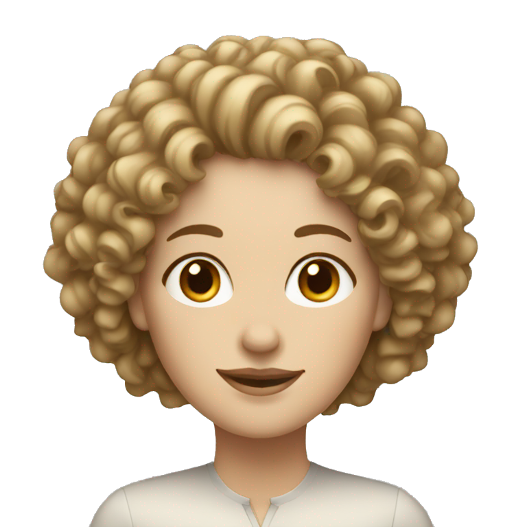 A white woman with very curly hair  emoji