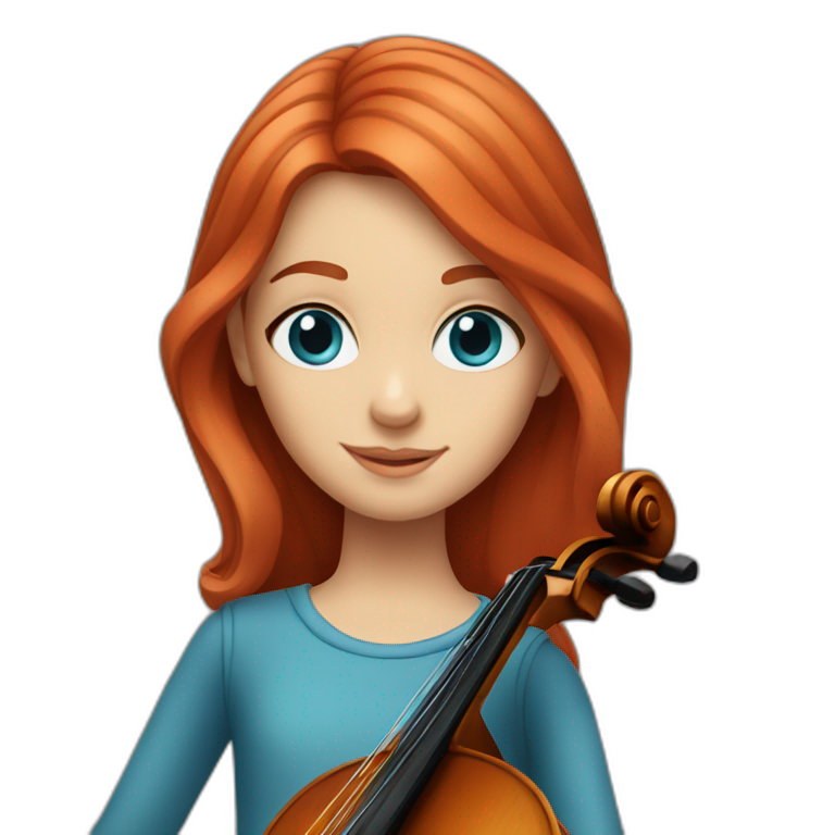 Girl cellist with red hair and blue eyes emoji