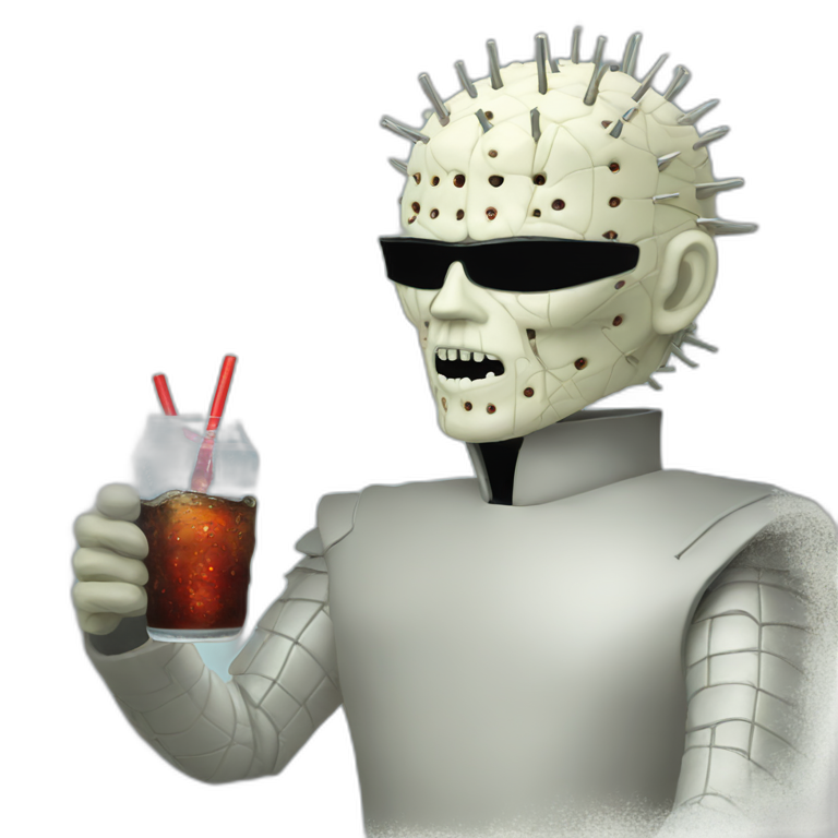 hellraiser pinhead drinking soda emoji
