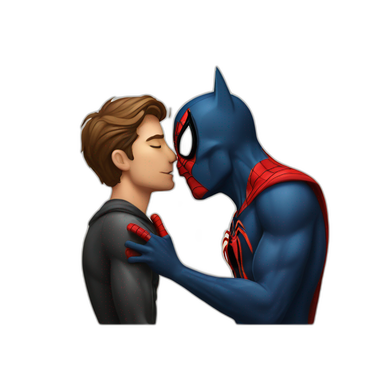 spiderman kissing batman emoji