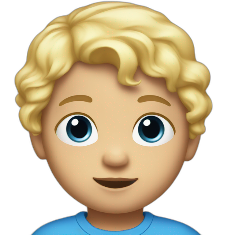 A baby with blond hair and a blue T-shirt emoji