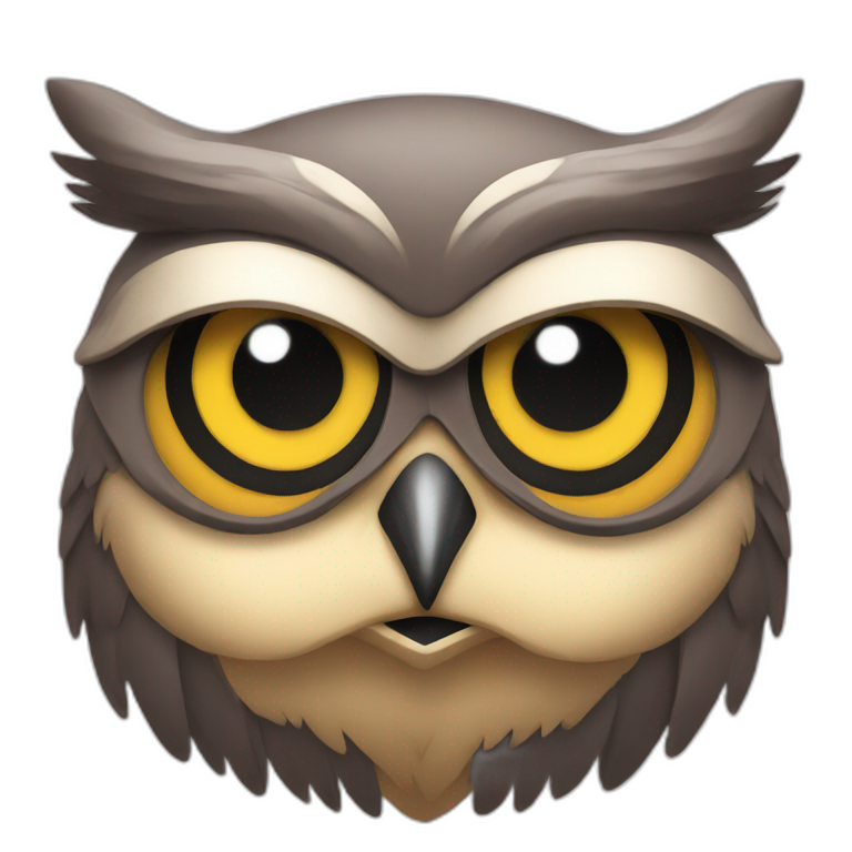 an owl with muscles smiling emoji