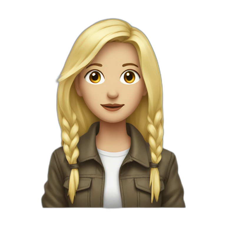 Blonde girl jacket tied aroundw emoji