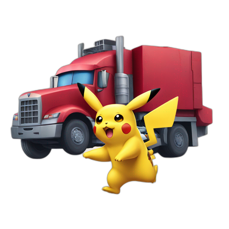 pikachu running away from Optimus Prime emoji