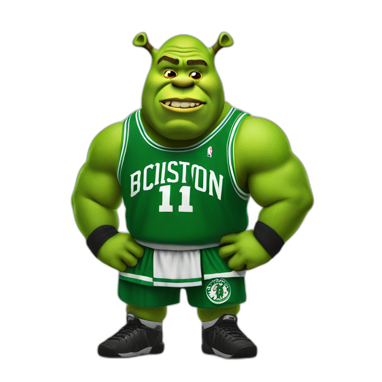 shrek with green boston celtics jerssey emoji