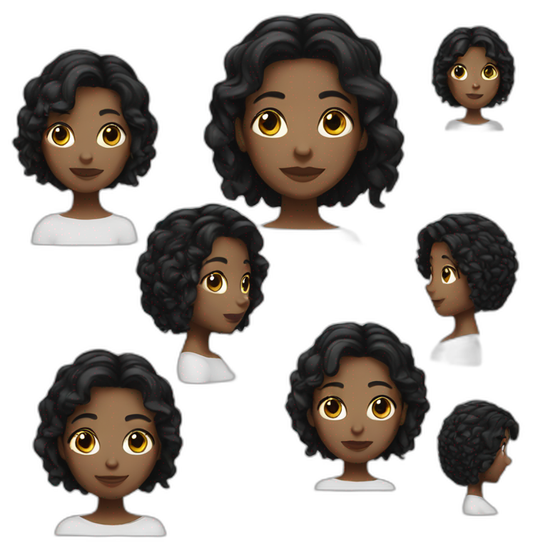 woman white skin black hair emoji