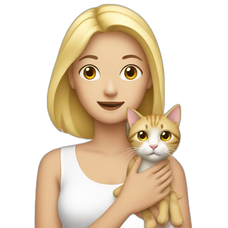 Blond woman with cat in her hands emoji