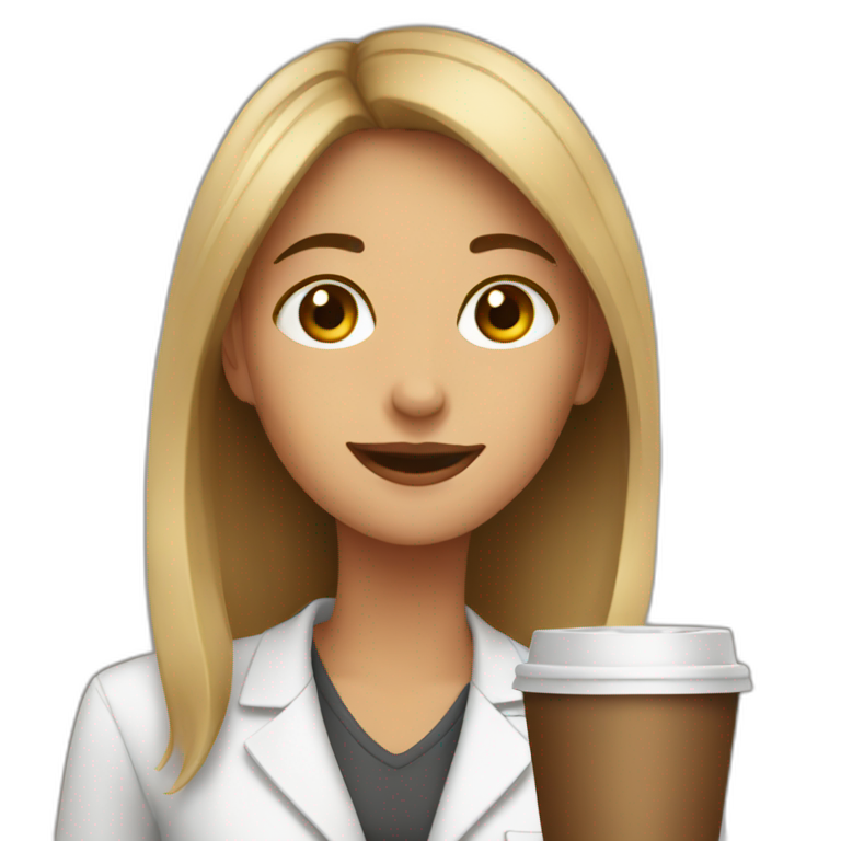 girl on work with coffee emoji