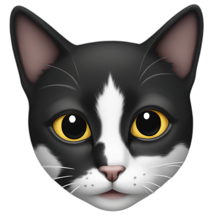 Black and white cat with black nose emoji