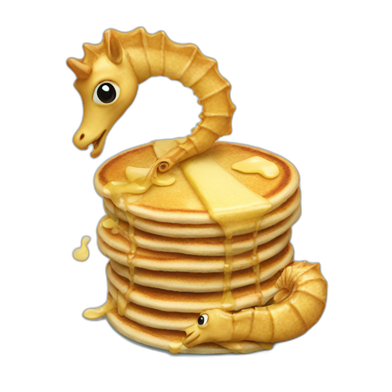 sea ​​Horse eat pancake emoji
