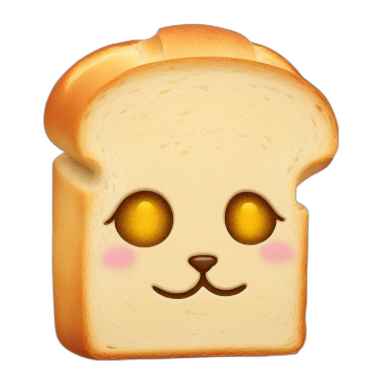 cat face in a slice of soft bread emoji