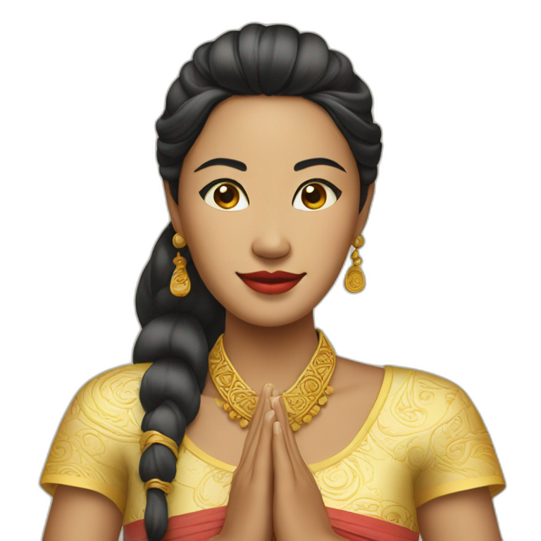 balinese woman in traditional dress and cover hand emoji