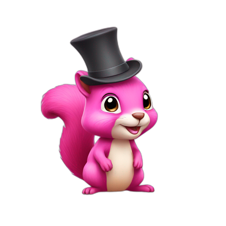 Pink squirrel with a hat emoji