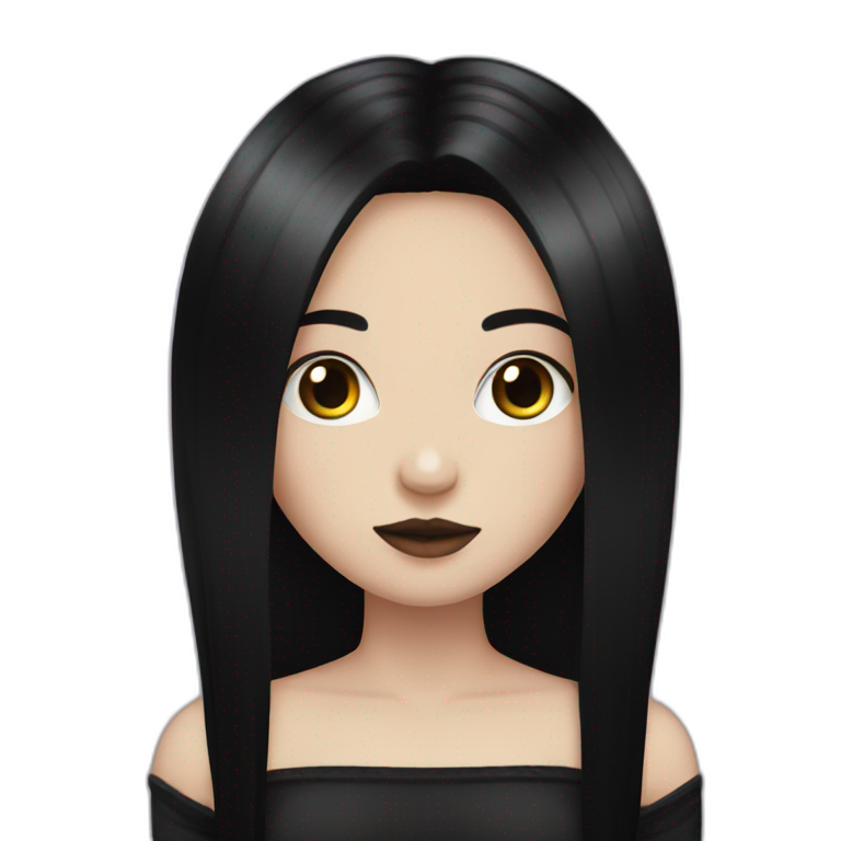 Goth girl long black hair middle part emoji