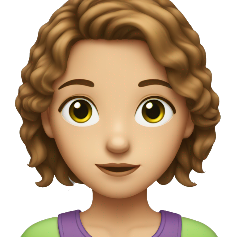 young girl with green eyes and brown hair emoji