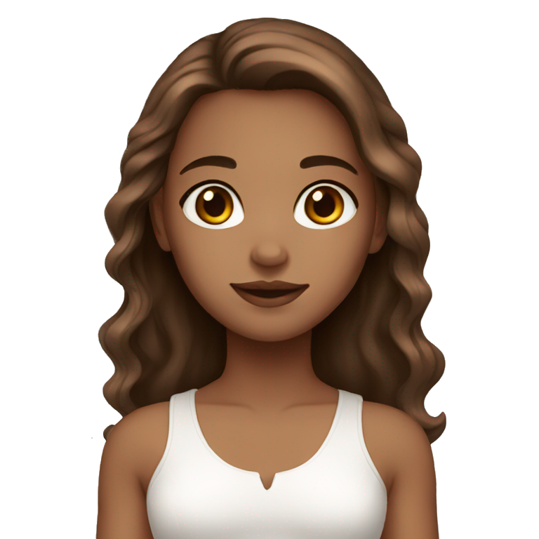 Girl white and brown skin brown hair brown eyes emoji