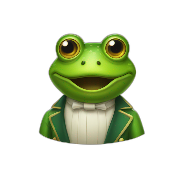 a frog wearing a judges wig emoji