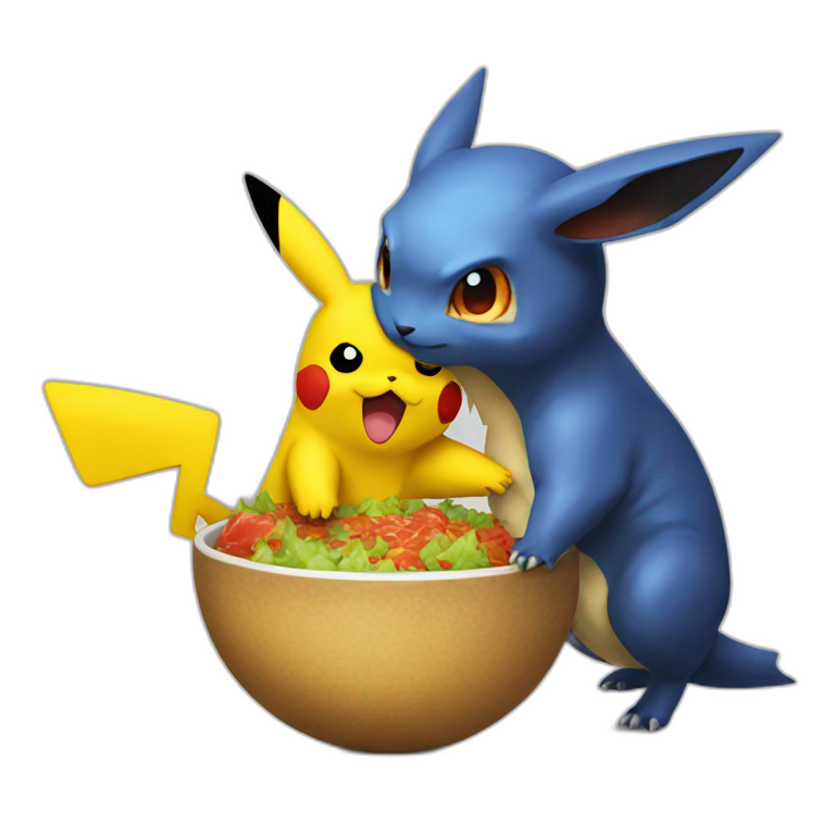 Pikachu eat a dracofeu emoji