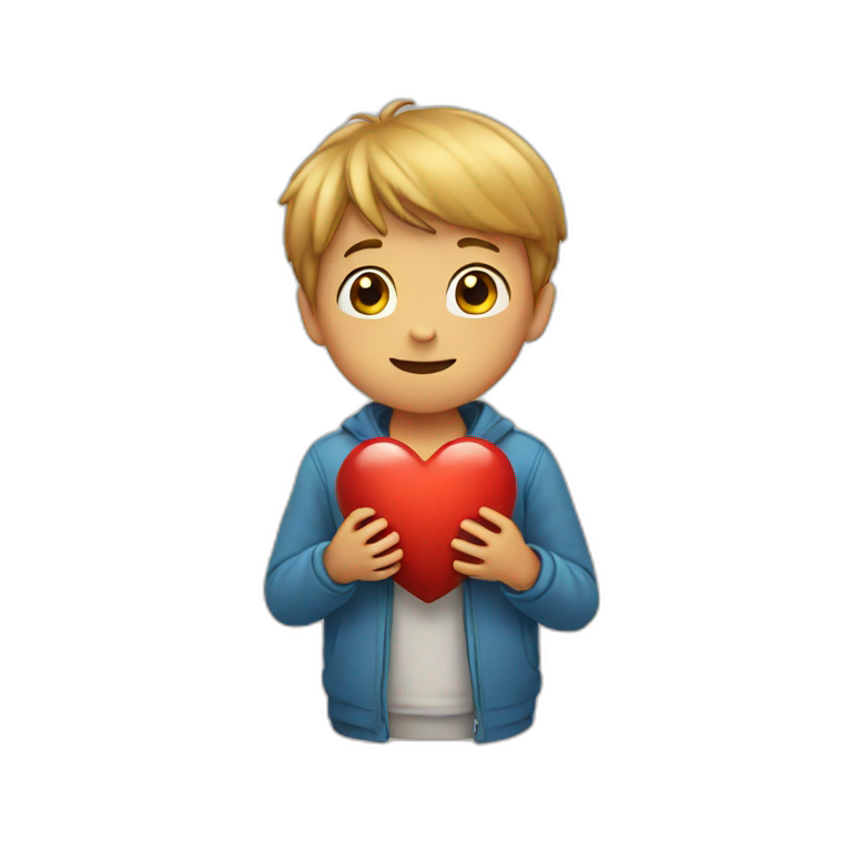 boy giving heart emoji
