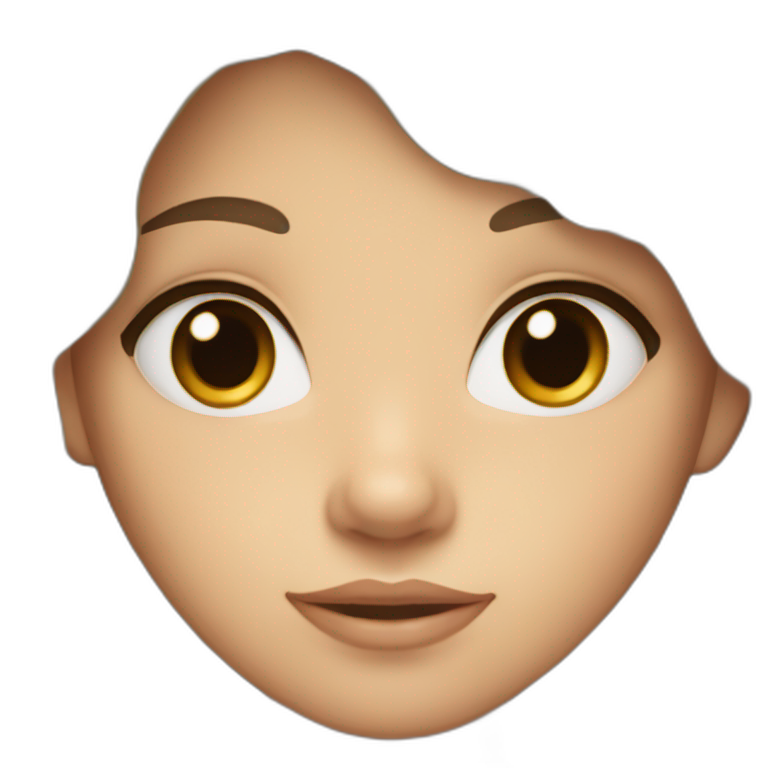 girl with wavy long dark hair, freckles and dark brown eyes emoji