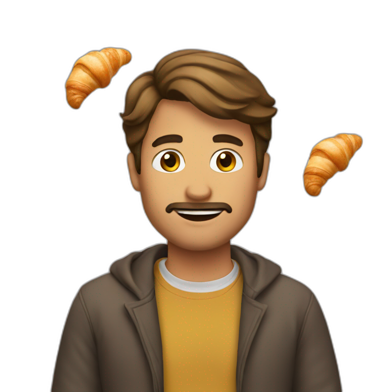 man with a croissant emoji