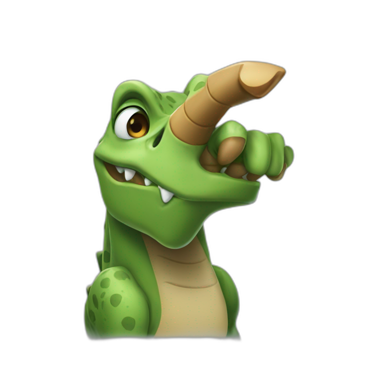 Dinosaur middle finger emoji