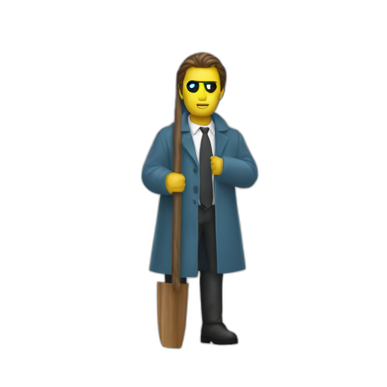 Patrick Bateman with rain coat and Axe emoji