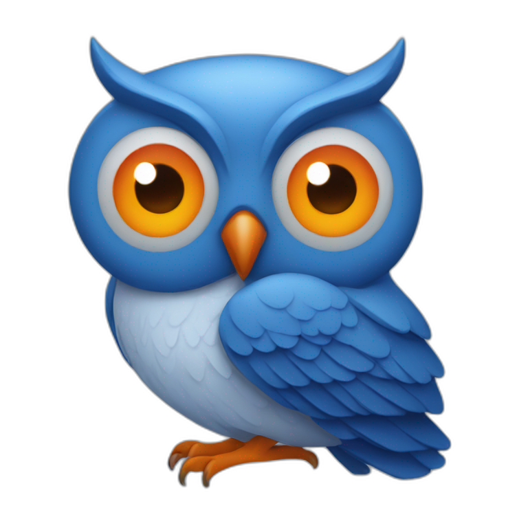 blue owl with orange eyes emoji