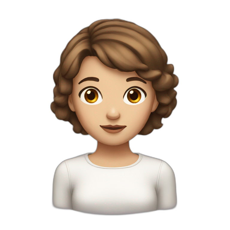 Girl with brown short hair and brown eyes emoji