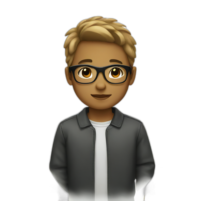 boy with rectangular black glasses and light brown hair emoji