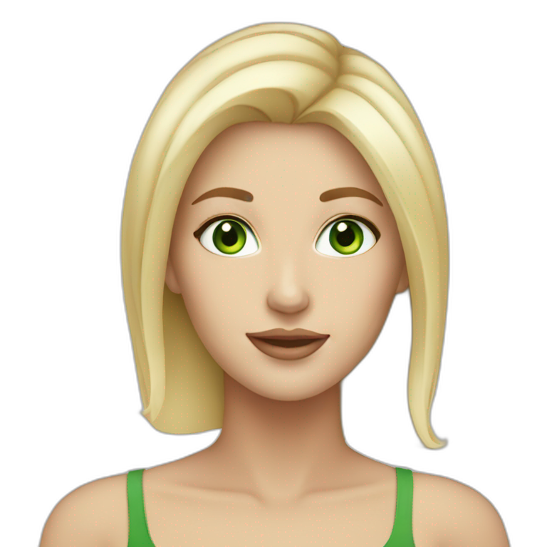 white woman, blonde hair, green eyes, beautiful emoji