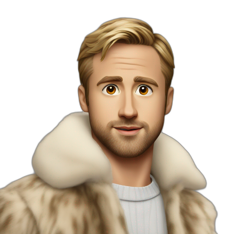 Ryan Gosling Ken in a fur coat emoji