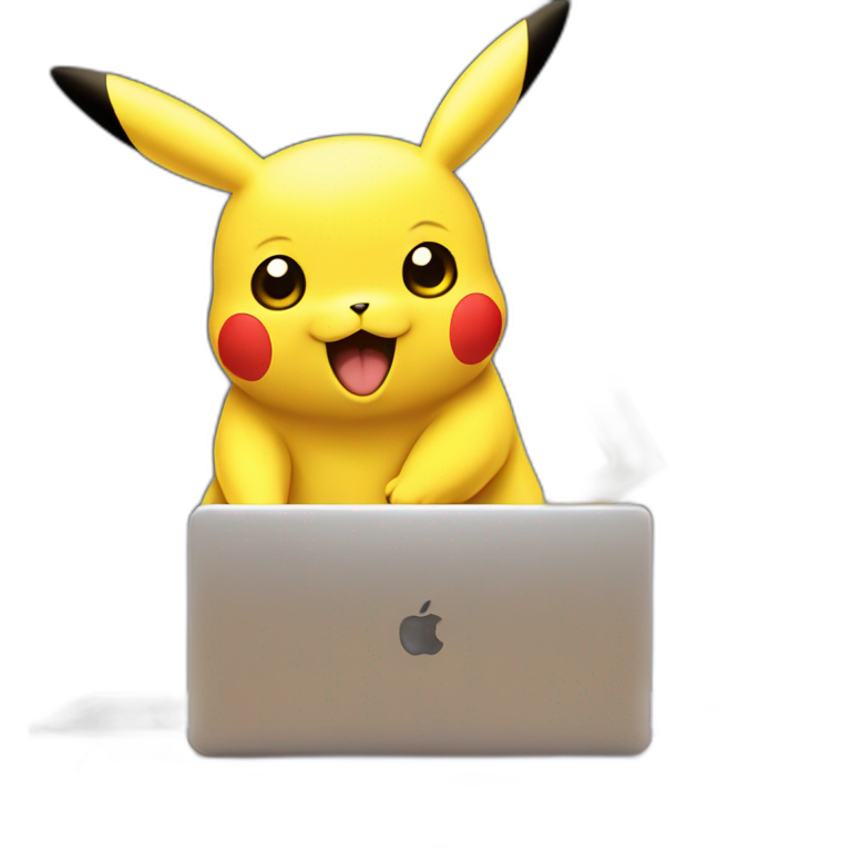 Pikachu in front of a laptop emoji
