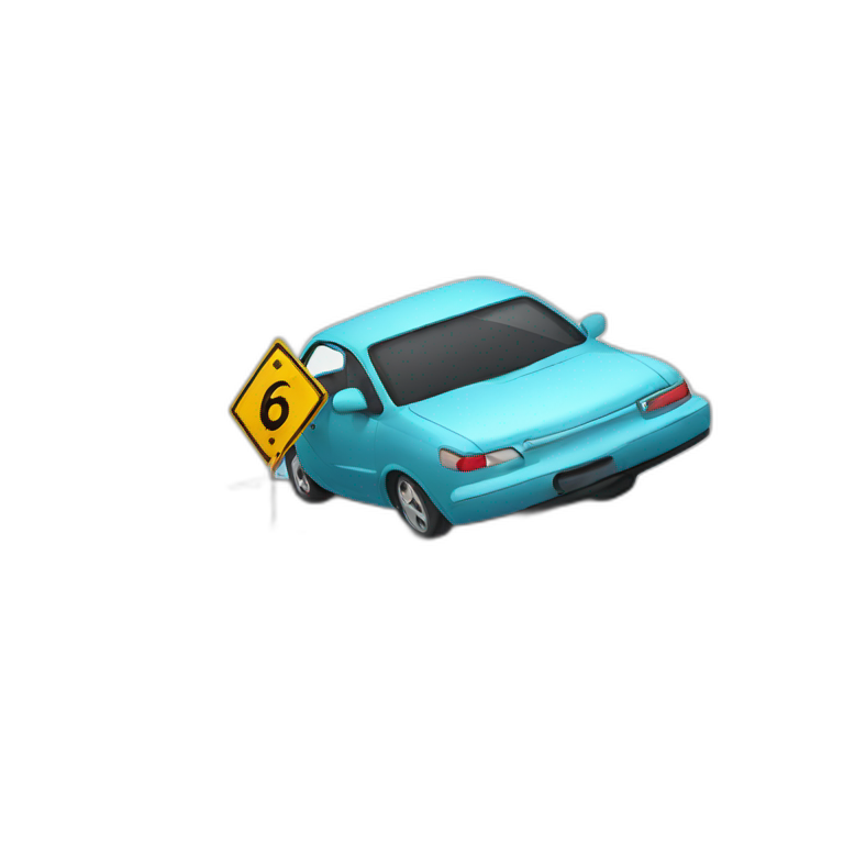 overturned car. Road sign emoji