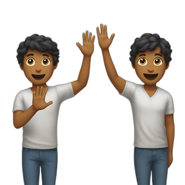 two friends waving hands emoji