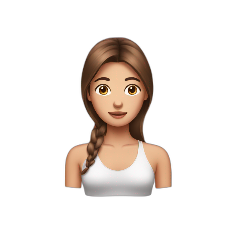 Girl with long brown hair on face massage emoji