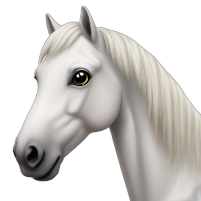 white camargue horse with pink nose emoji