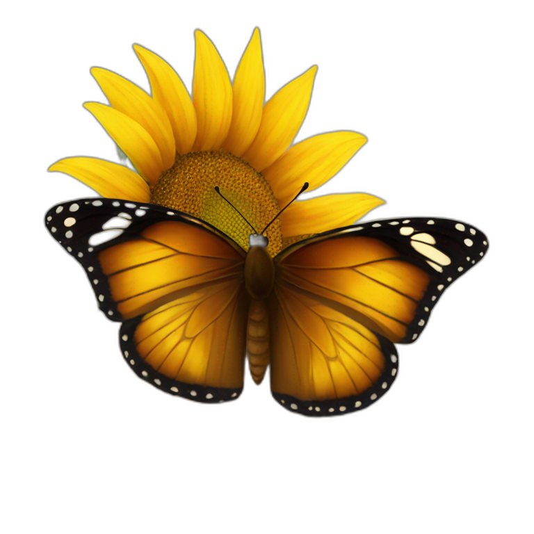 butterfly with brown heart on a sunflower emoji
