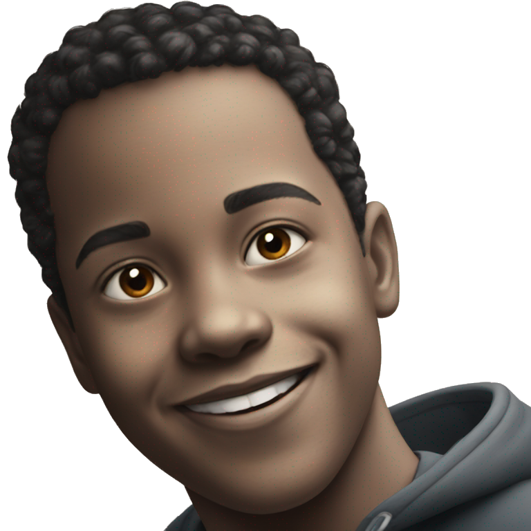 happy black hair boy portrait emoji