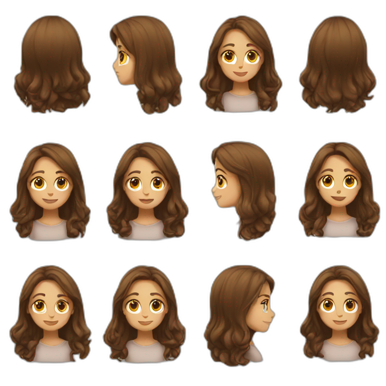 girl long brown hair love emoji