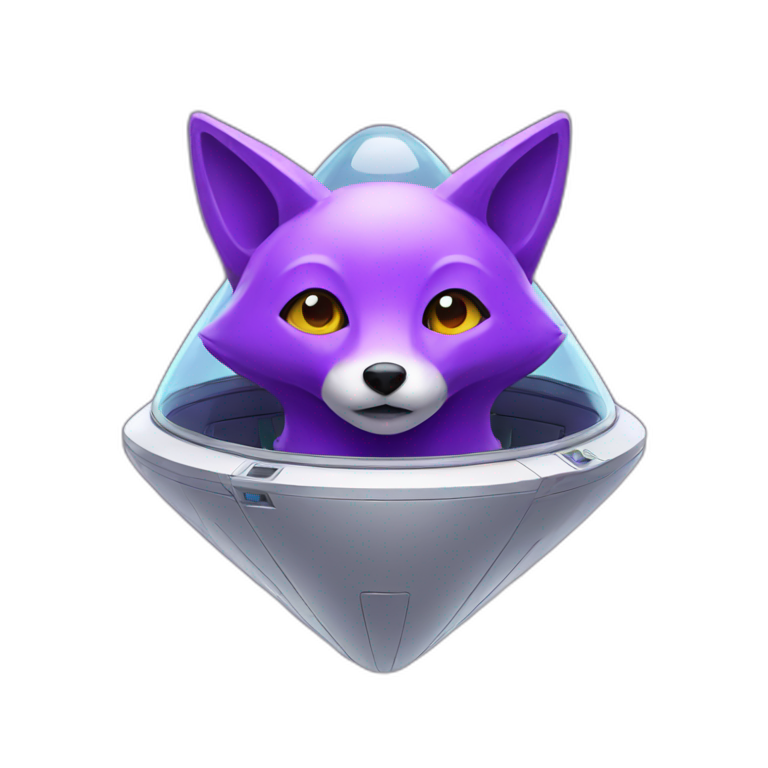 a purple fox in a spaceship emoji