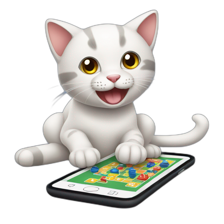 Cat playing game on mobile emoji
