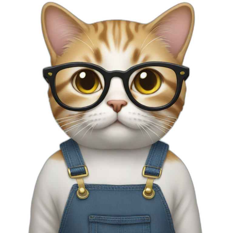 cat in glasses in overalls emoji
