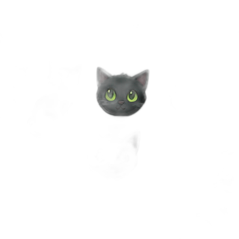 Black cat with green eyes fluffy emoji