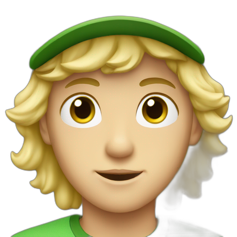 Blonde boy with cap and green eyes emoji