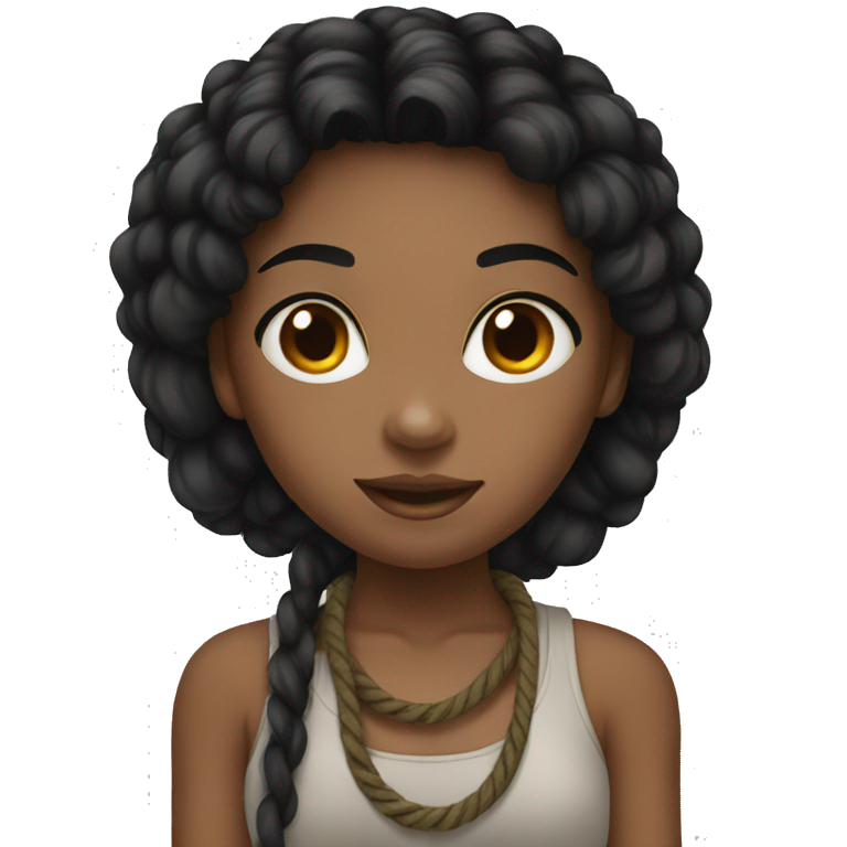 A blackhair girl, with rope emoji