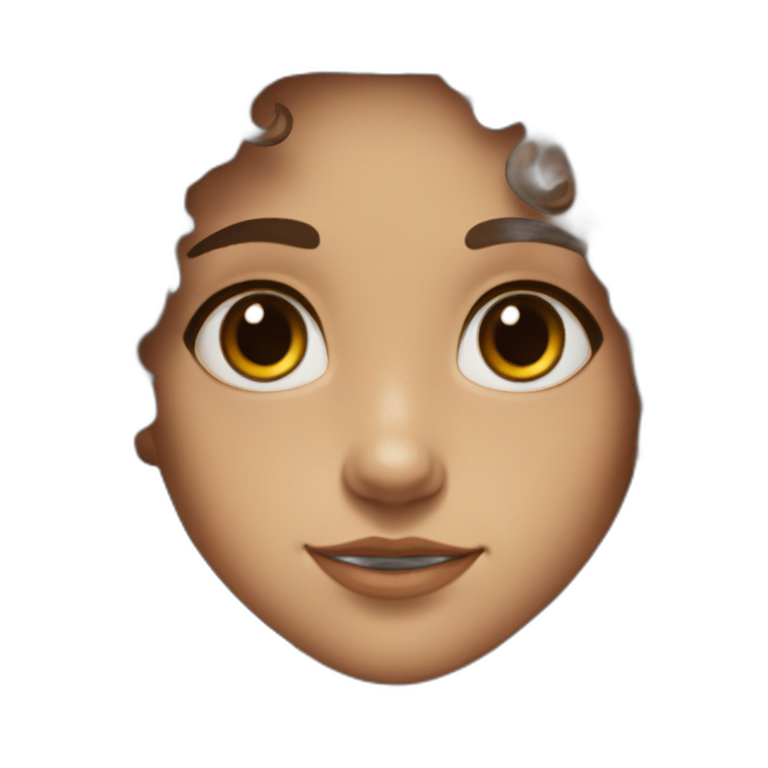 half faun half human girl with long curly brown hair and brown eyes with freckles on her face in a black fluffy cloak emoji