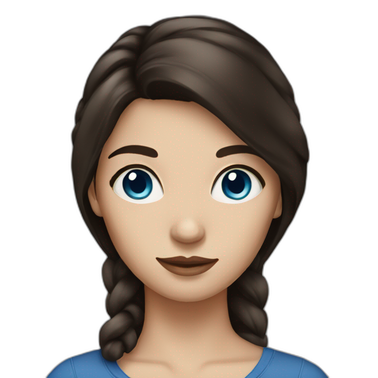 woman with dark brown hair and blue eyes emoji
