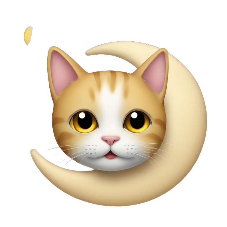 cat on moon with stars emoji