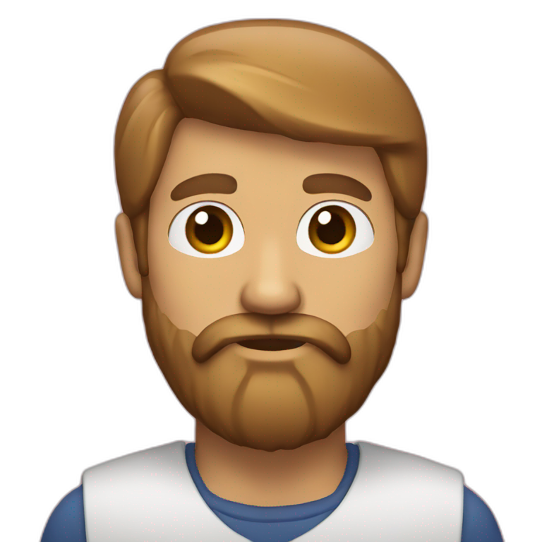 A man with short hair, a long beard and a short mustache emoji